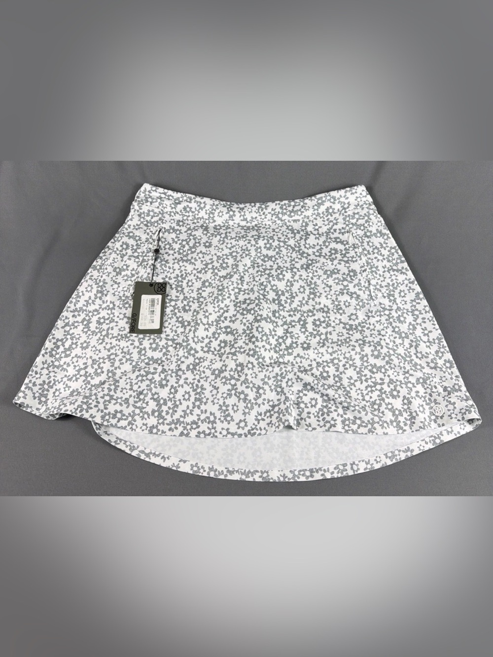 G/FORE G4 Womens Golf Skort Floral Print Large Snow Gray Nylon Spandex MSRP $145